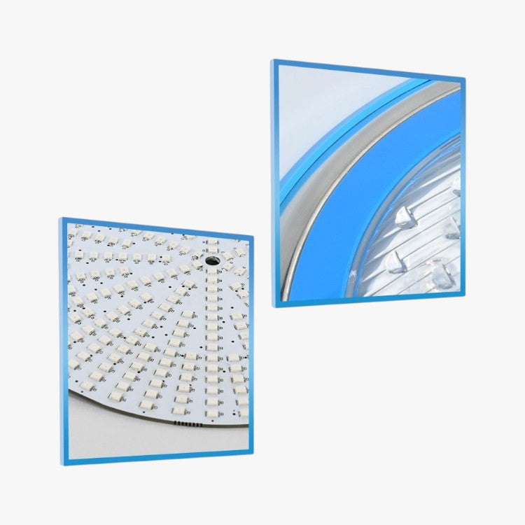 Roselva 15W LED pool light components showing the circular LED array and stainless steel housing detail