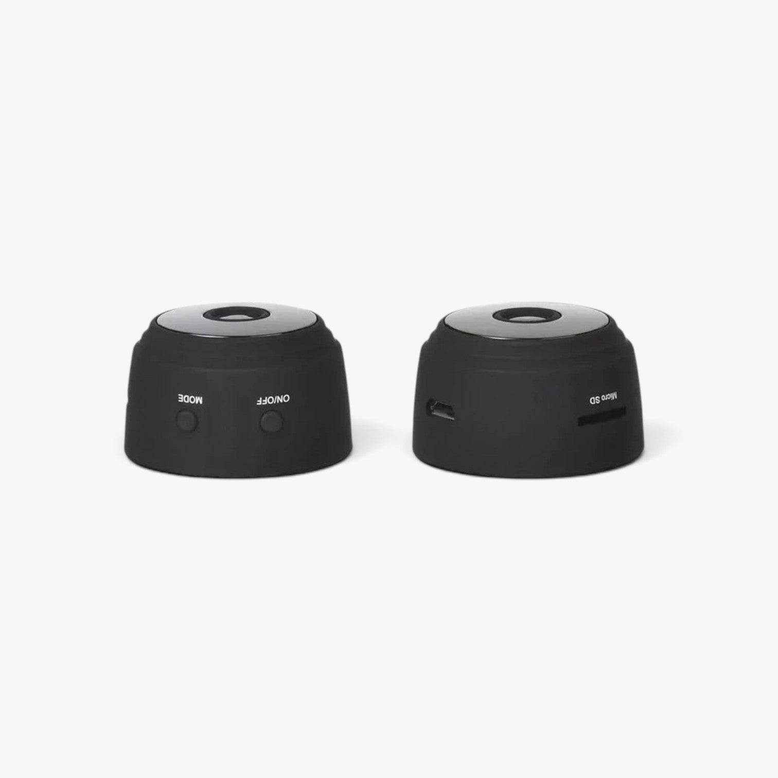 Roselva wireless backup camera units in black showing mode, power buttons, and micro SD card slot.