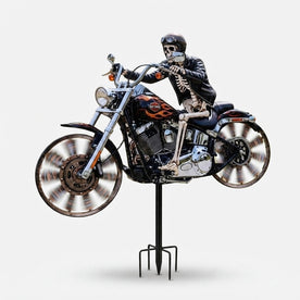Home & Garden > Decor > Wind Wheels & Spinners > Wind Spinners : Skull Rider Motorcycle Garden Wind Spinner in Default Title van Vandaliamo