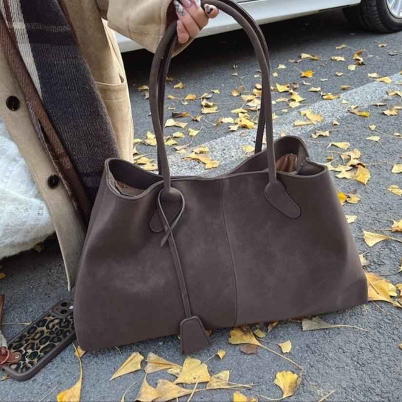 Vegan Suede Handbag Women - Luxury Shoulder Bag with Spacious Design