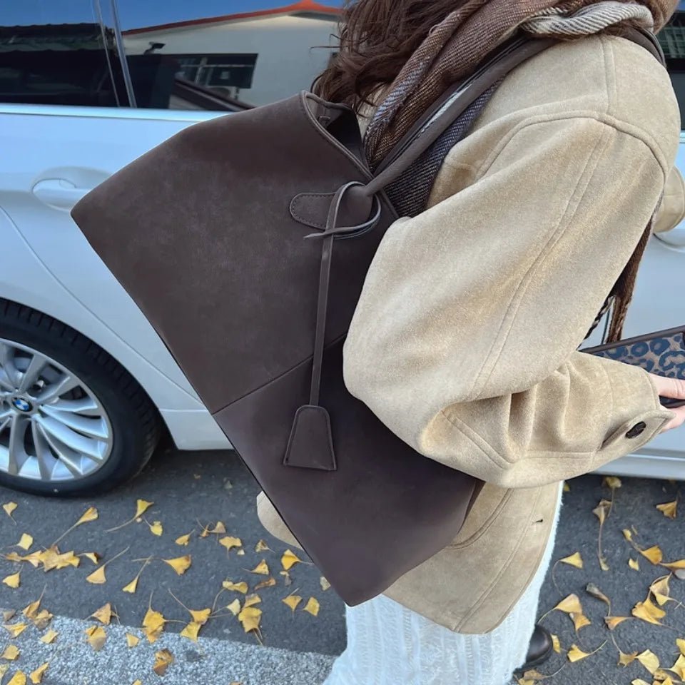 Vegan Suede Handbag Women - Luxury Shoulder Bag with Spacious Design