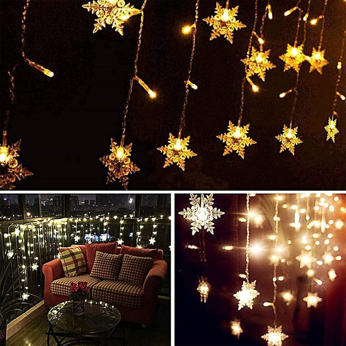 LED Curtain String Lights : LED Snowflake Curtain Lights – 8-Mode Christmas String Lights in van Vandaliamo