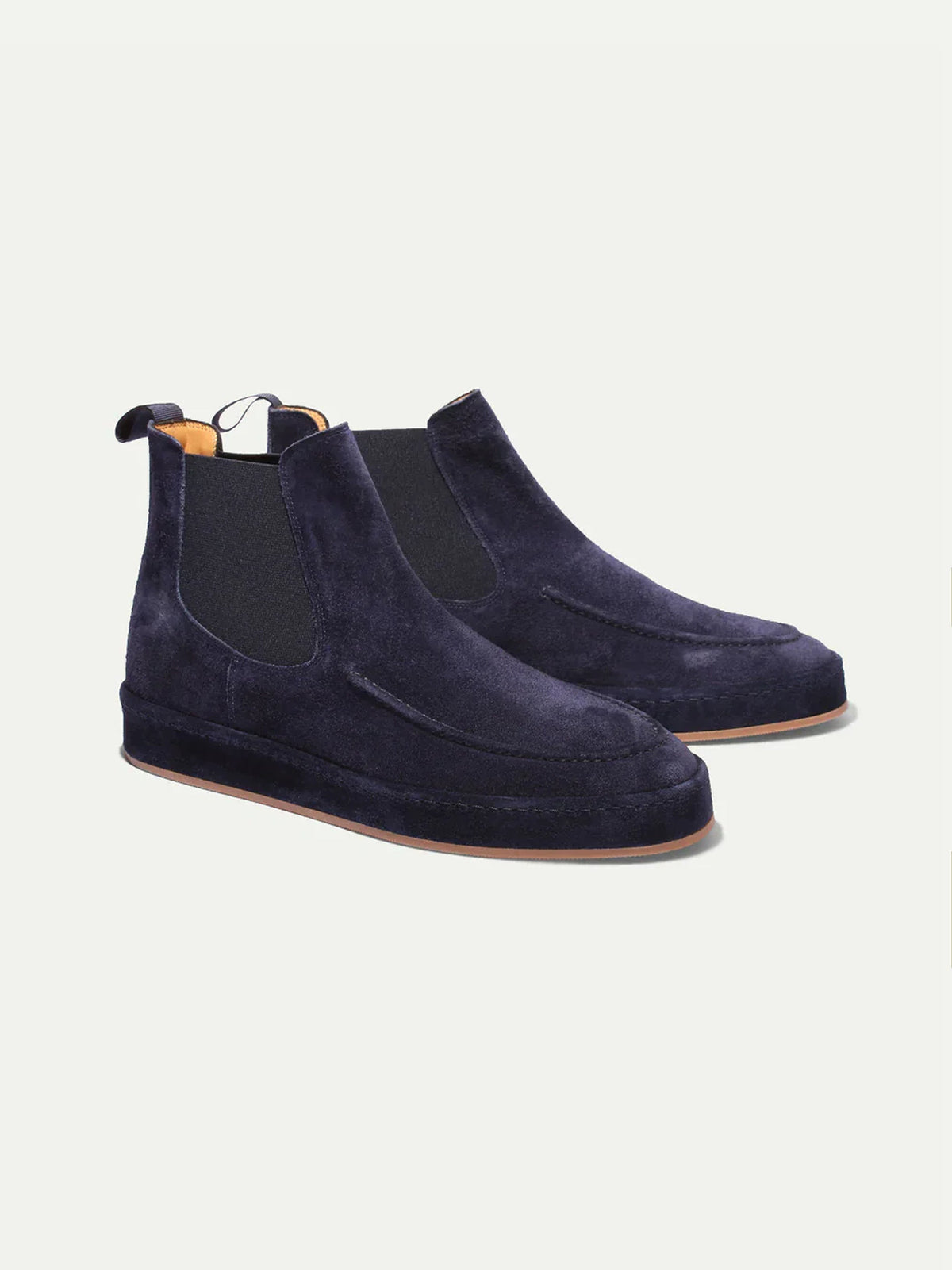 Footwear : Men's Suede Chelsea Boot - Suede Sole with Elastic Side Panels in Donkerblauw van Vanda Liamo