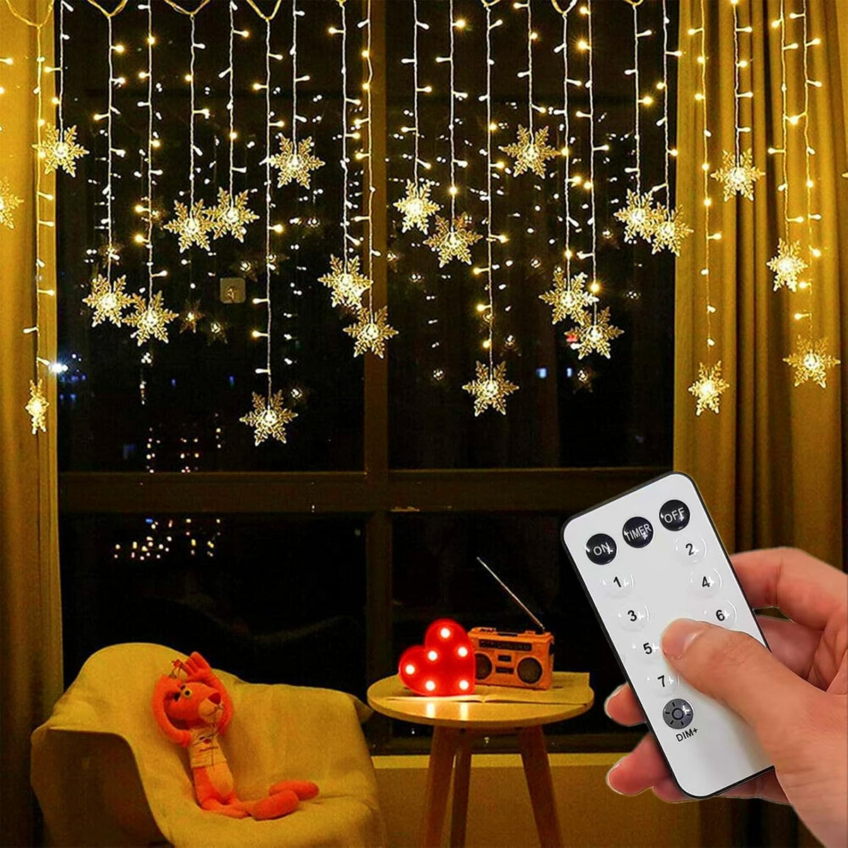 LED Curtain String Lights : LED Snowflake Curtain Lights – 8-Mode Christmas String Lights in van Vandaliamo