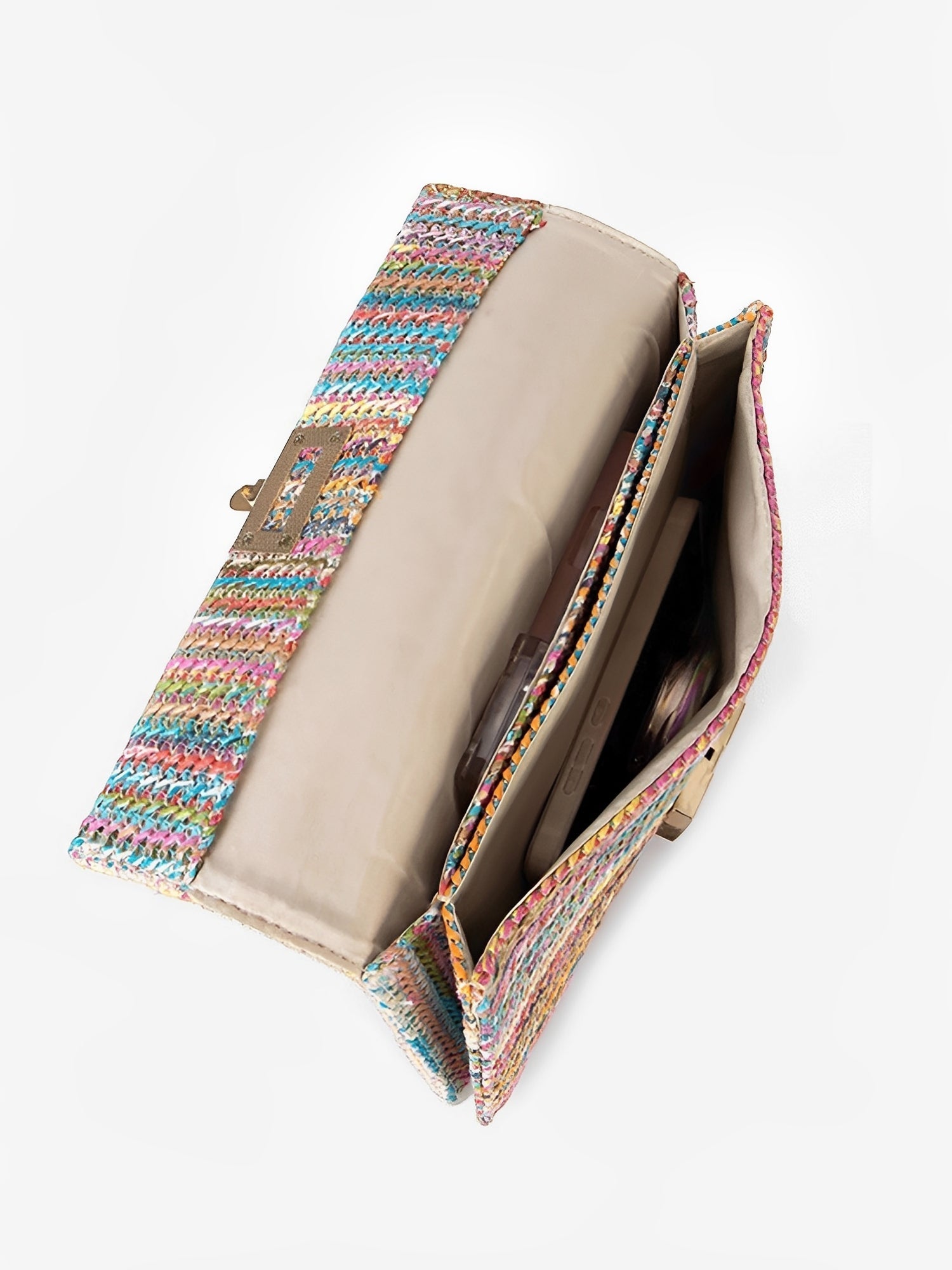 Woven Shoulder Bag with Chain and Swivel Clip