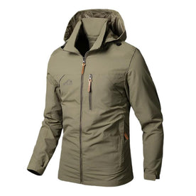 Jackets : Men's Waterproof Windproof Hiking Jacket - Multiple Zip Pockets in Khaki van Vanda Liamo