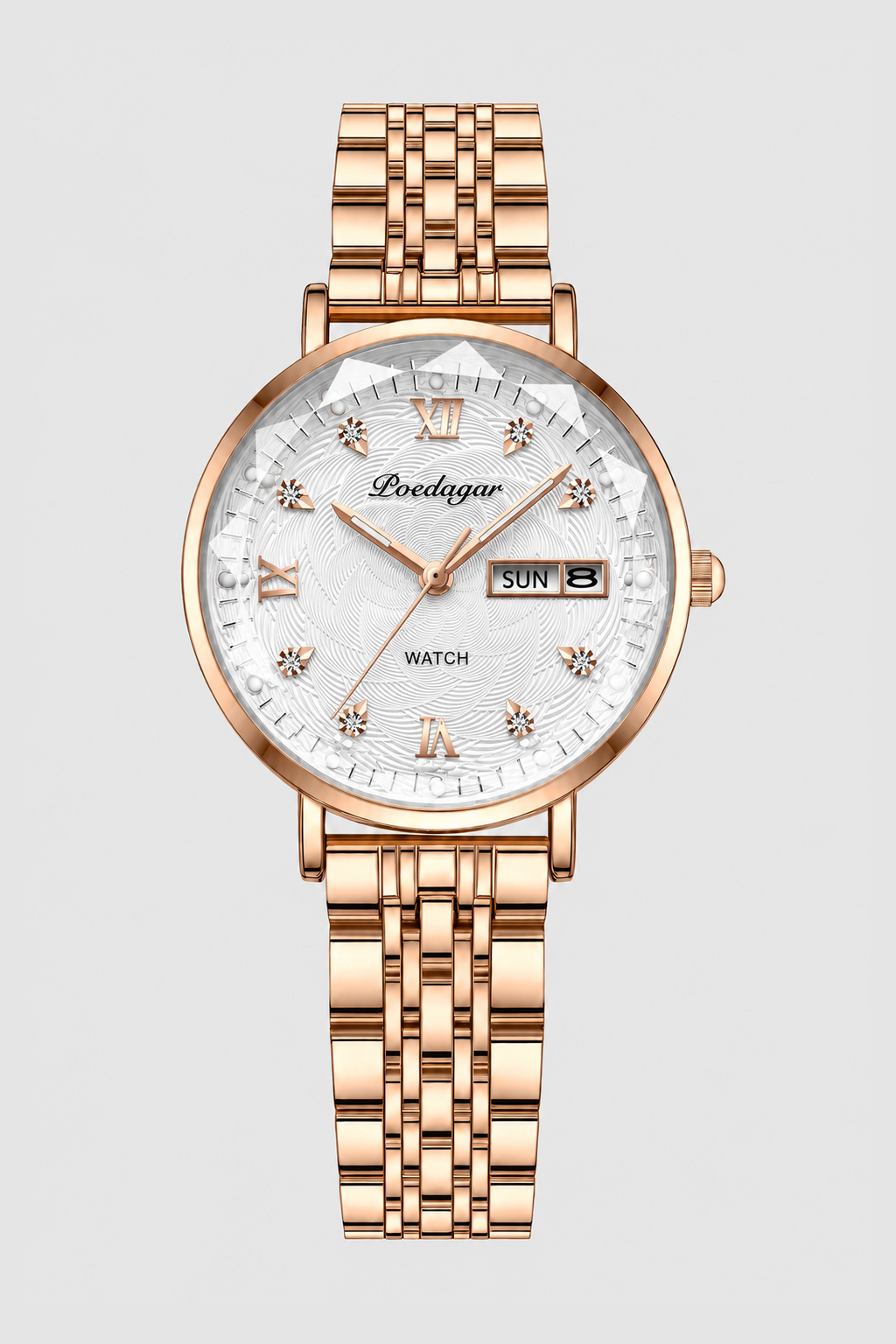 Slim Calendar Watch – Textured Dial with Hidden Clasp