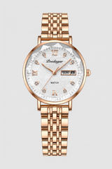 Slim Calendar Watch – Textured Dial with Hidden Clasp