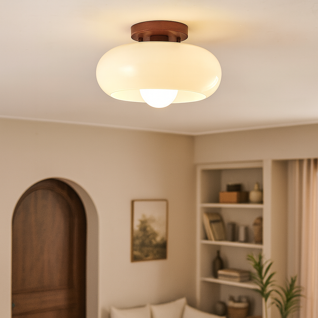 Modern Bauhaus Ceiling Light – Sculptural Glass Dome